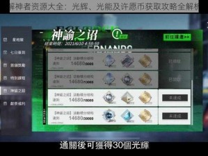 解神者资源大全：光辉、光能及许愿币获取攻略全解析